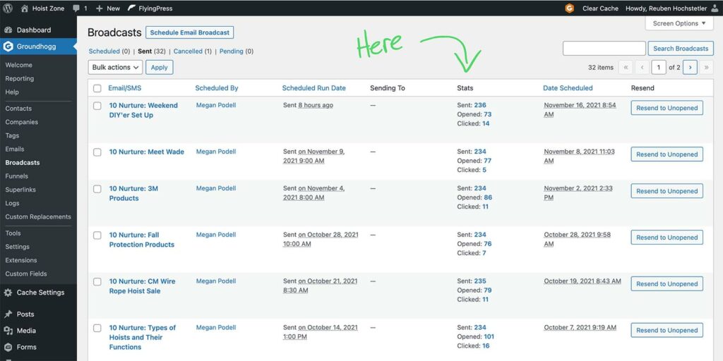 Broadcast Email Open Rate & Click-Through Rate