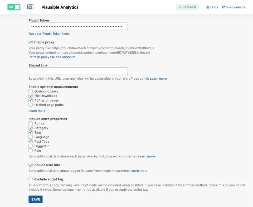 Conversion Bridge website analytics tracking setup screen