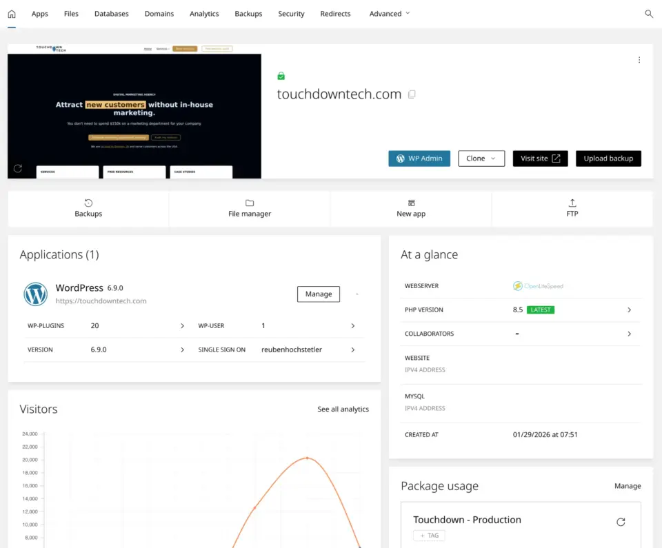 Webnestify panel screenshot