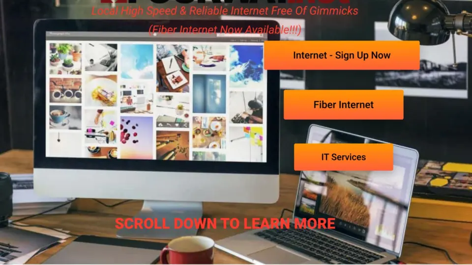 A internet website with hard-to-read messaging.